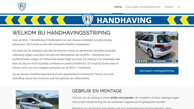 Screenshot van de website van Handhavingsstriping