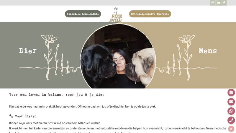 Screenshot van de website van Het Reckveld