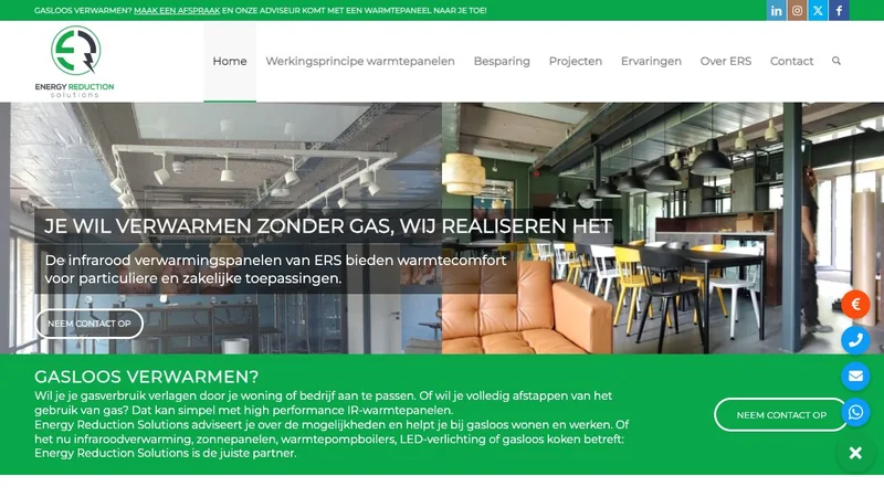 Screenshot van de website van Energy Reduction Solutions