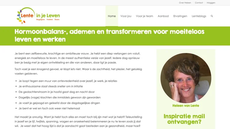 Screenshot van de website van Lente in je Leven