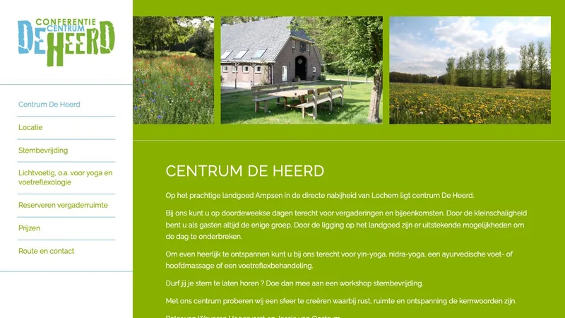 Screenshot van de website van Conferentiecentrum De Heerd
