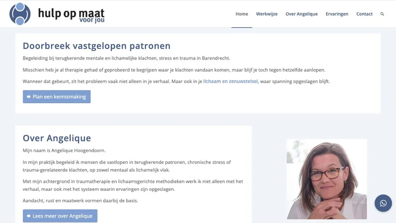Screenshot van de website van Hulp op maat voor jou