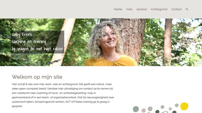 Screenshot van de website van Gaby Erens