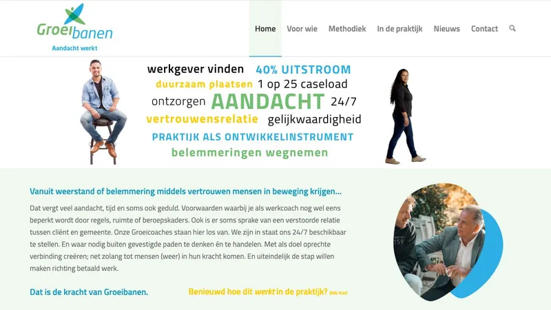 Screenshot van de website van Groeibanen