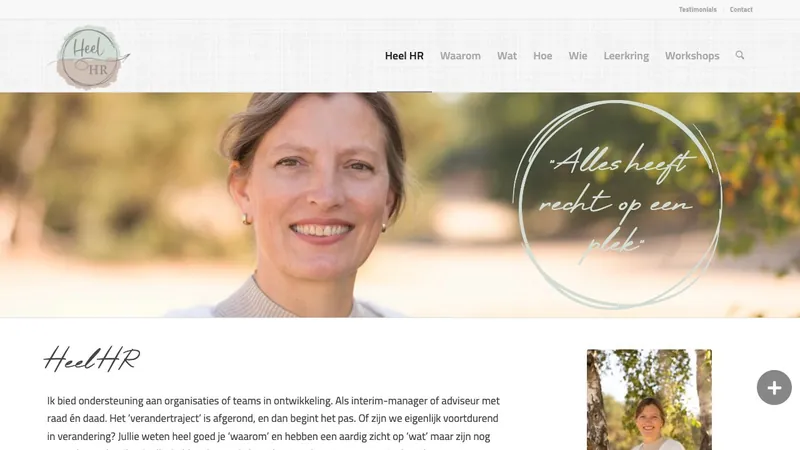 Screenshot van de website van HeelHR