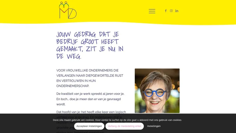 Screenshot van de website van Mieke van Dommelen Coaching