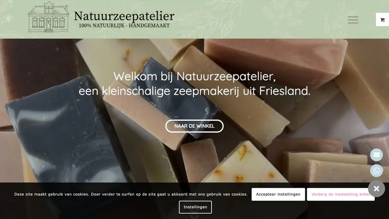 Screenshot van de website van Natuurzeepatelier