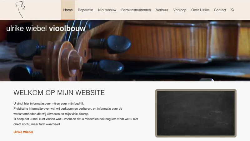 Screenshot van de website van Ulrike Wiebel Vioolbouw